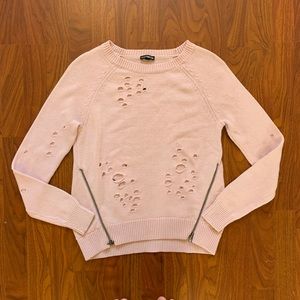 Express Distressed Blush Pink Sweater